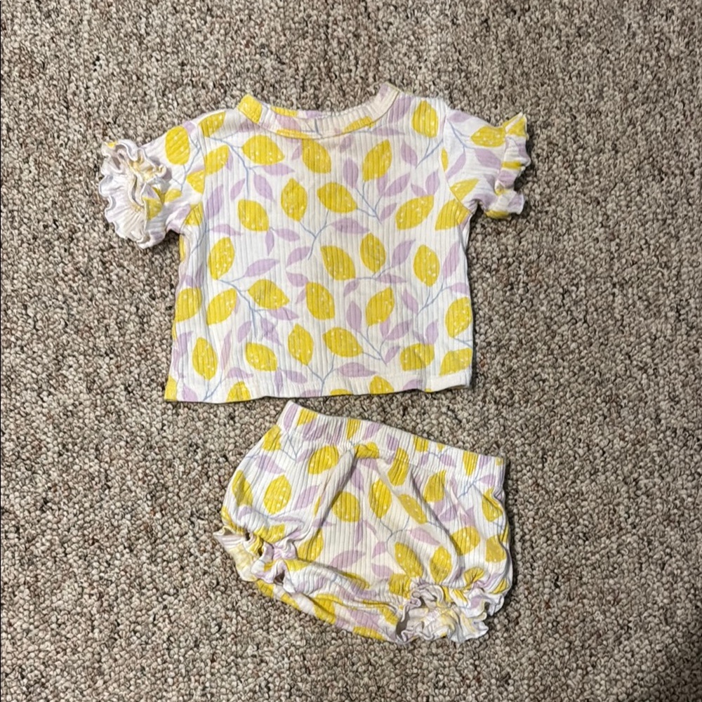 Yellow Lemon Print Kids Outfit